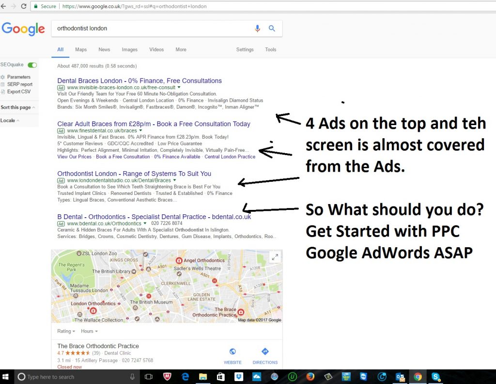 Google ads on SERPs